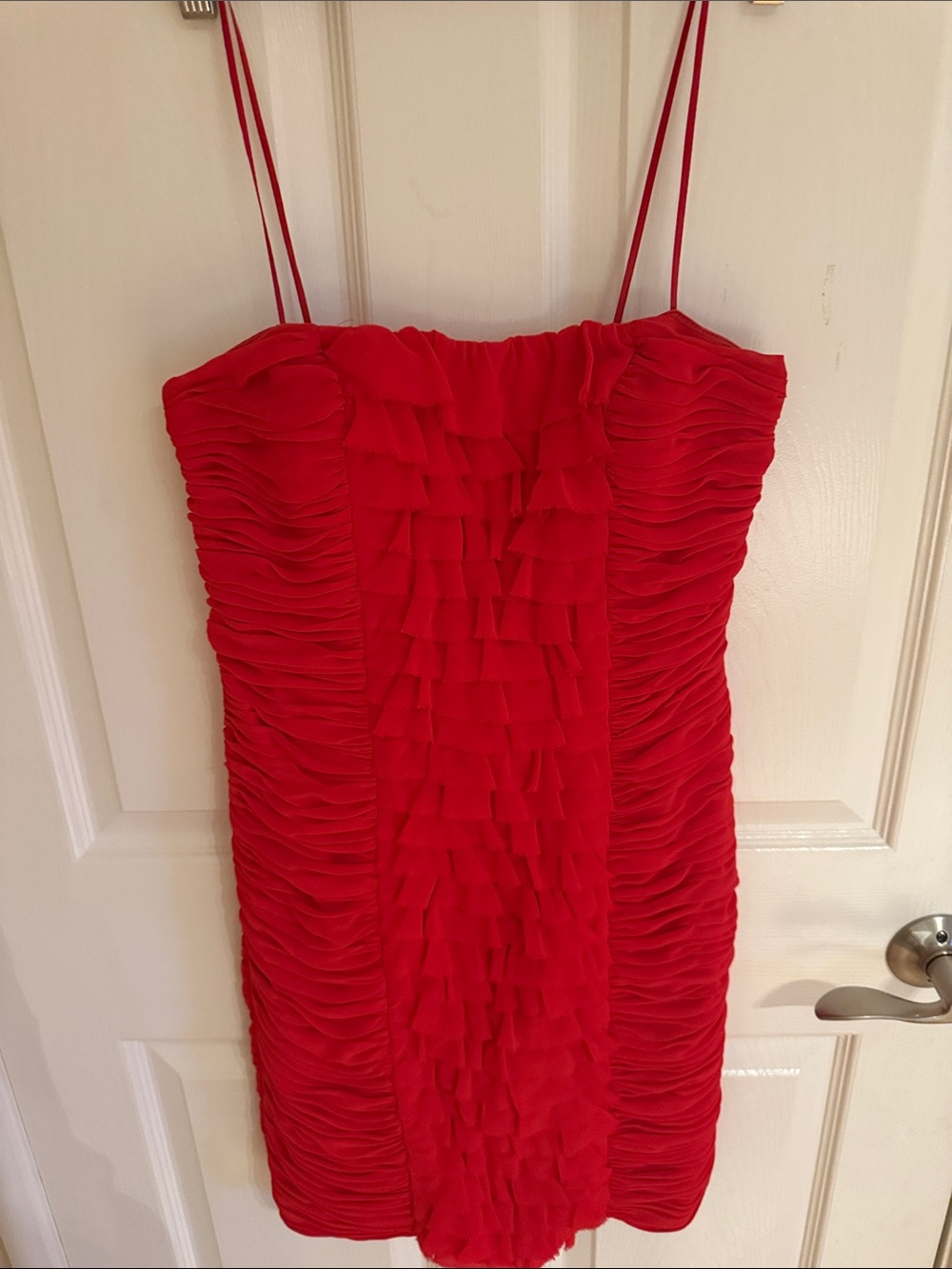 Cache Red Ruffle Spaghetti Strap Mini Dress size 2